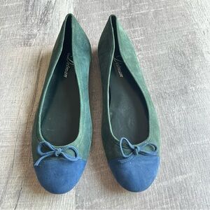 Delman Suede Leather Flats Two Tone Ballet Classic Minimalist Luxury Size 10